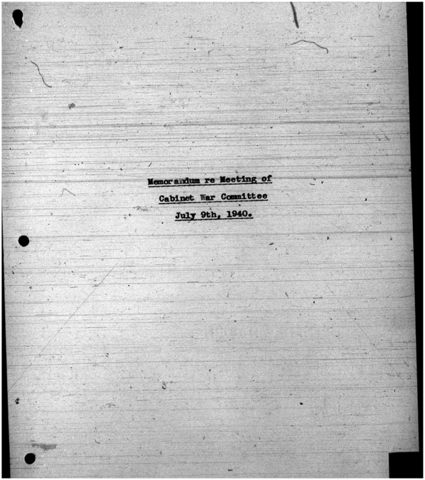 Facsimile: War Cabinet Minutes: 1940-07-09