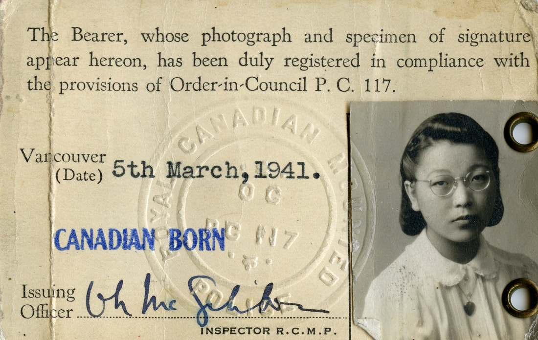 A Japanese-Canadian woman's registration card